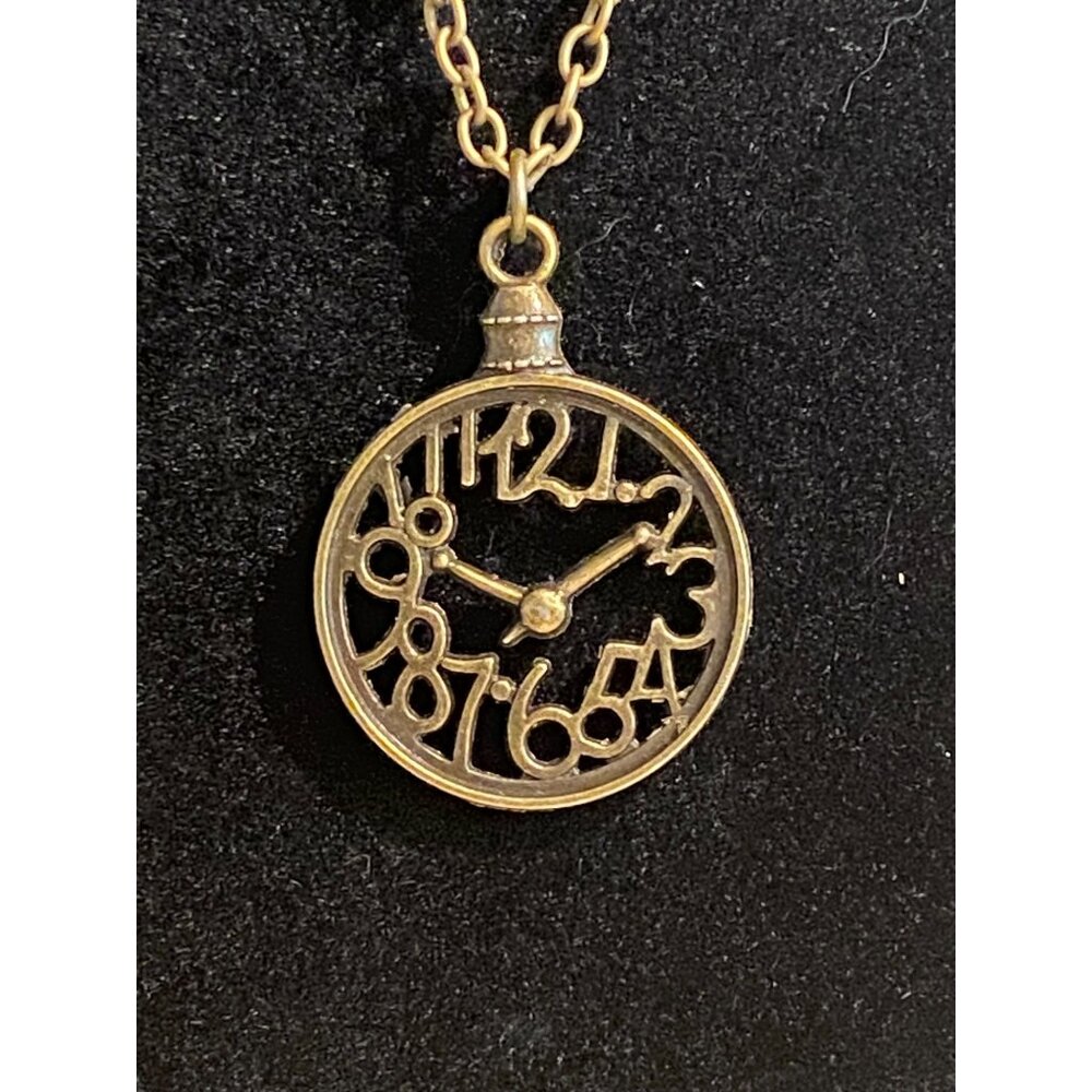 Steampunk Style Brass Clock Face Pendant Necklace With Lobster Clasp